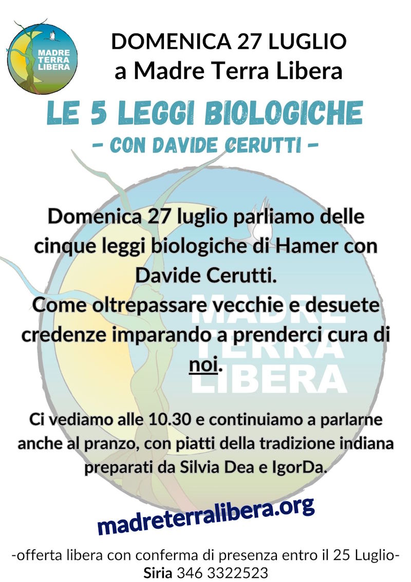 INCONTRO: le 5 Leggi biologiche di Hamer nella dimensione del risveglio e dello smantellamento di vecchie e desuete credenze